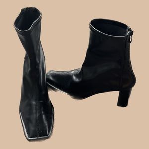 Black square toed boots
